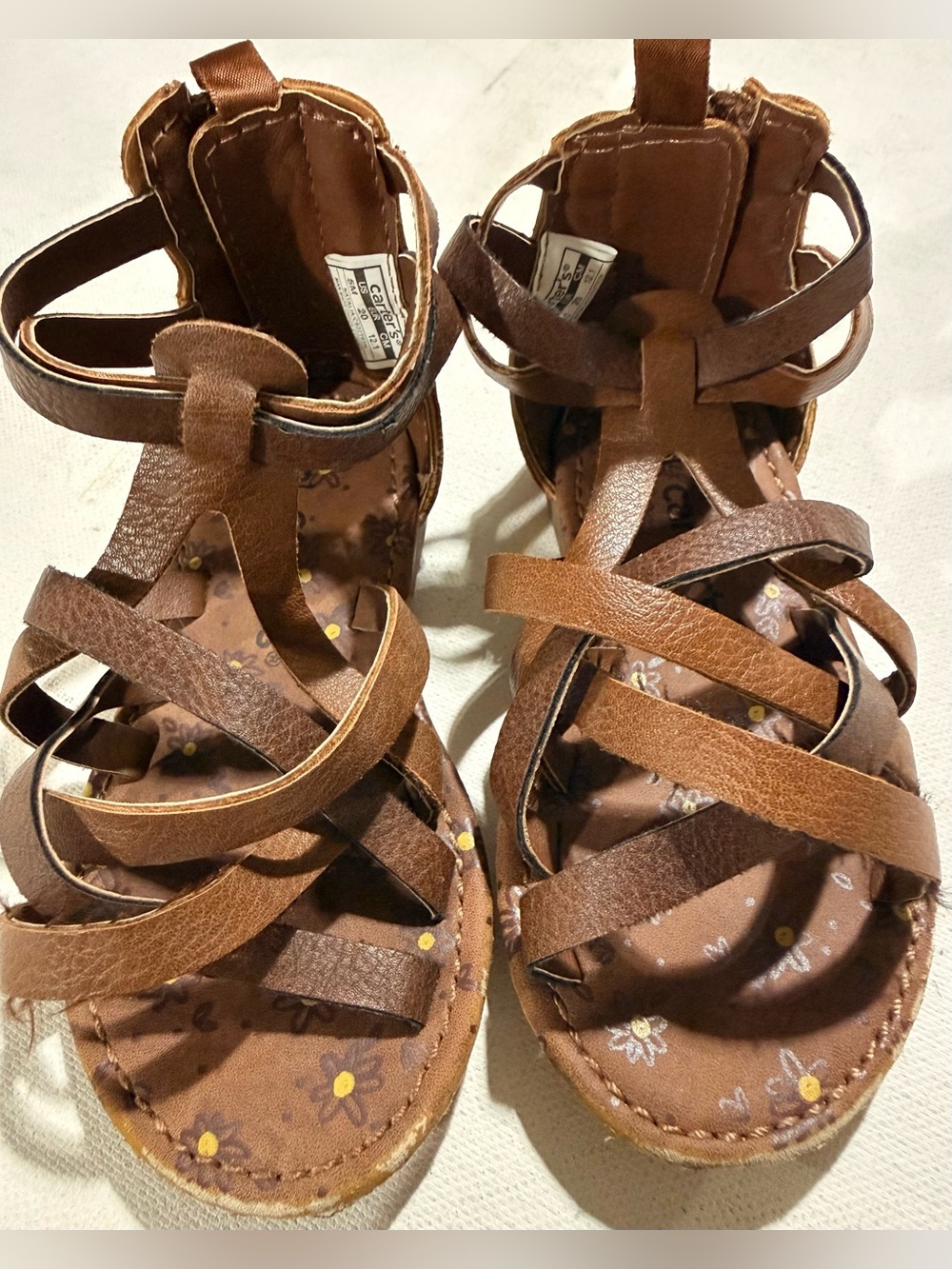 Carter's Brown Girls' Strappy Floral Insole Sandals